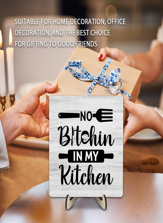 DMADNF Black and White Kitchen Decor Sign,Kitchen Decor Wooden Plaque, Rustic Wooden Plaque Kitchen Farmhouse Tabletop Decor Signs, in My Kitchen 5.9 x 5.9Inch (White) - Image 4